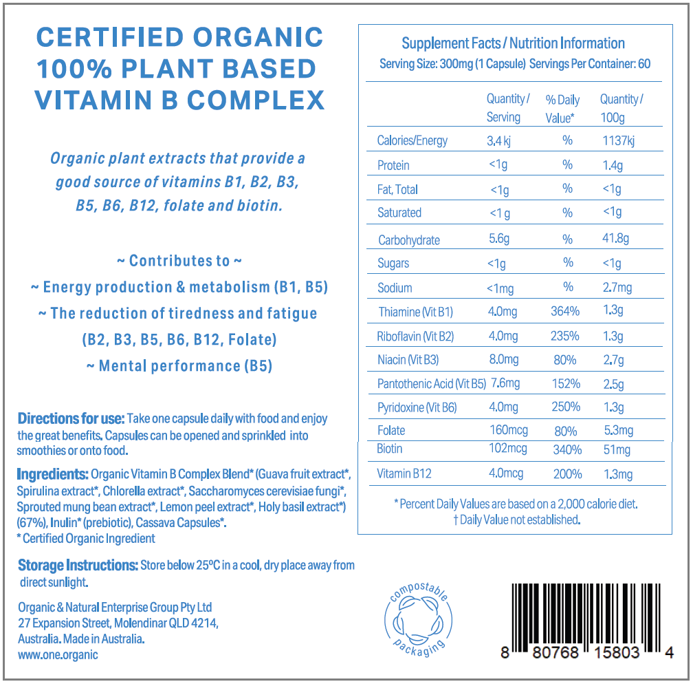 VITAMIN B COMPLEX Certified Organic 100% Plant Based – ONE.ORGANIC - USA