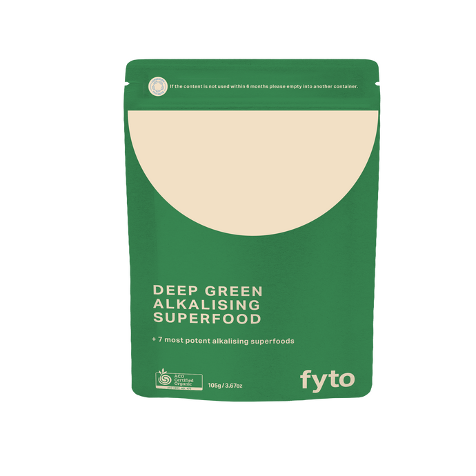 DEEP GREEN ALKALISER <br />Certified Organic<br />From 100% plants<br />Compostable packaging